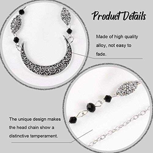 Obmyec Boho Head Chain Moon Headpieces Rhinestone Hair Chains Wedding Hair Accessories for Women and Girls (Silver) - Image 4