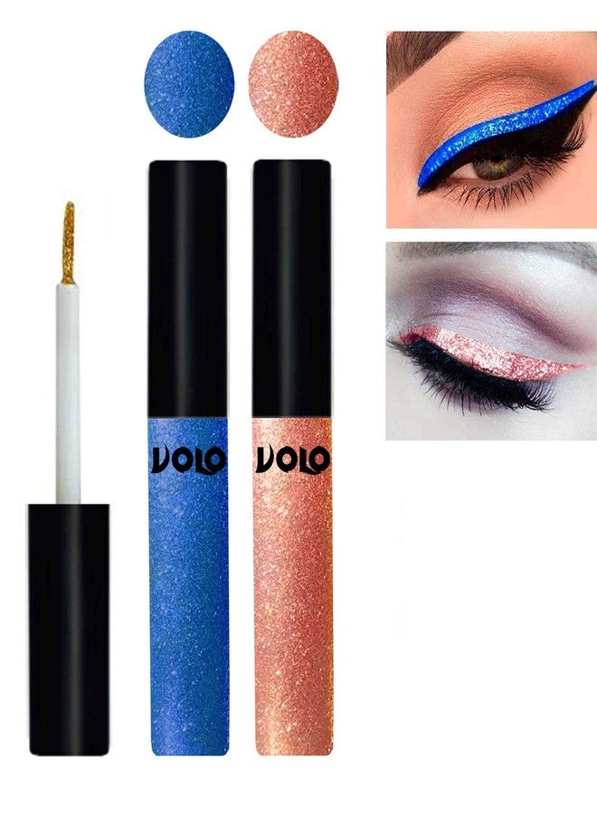 Volo WATERPROOF GLITTER EYE LINER (Sky Blue & Rose Gold) - Image 1