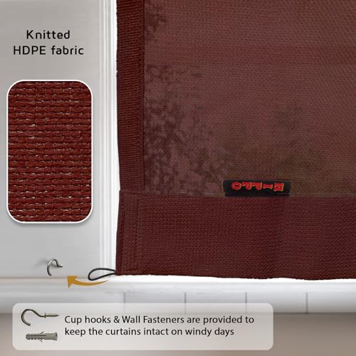 HIPPO 150 GSM Outdoor Sun Blocking Balcony Loop Curtains Sun & UV Protection, Light Filtering 3FTX7.5FT Door Curtain (Brown) - Image 5