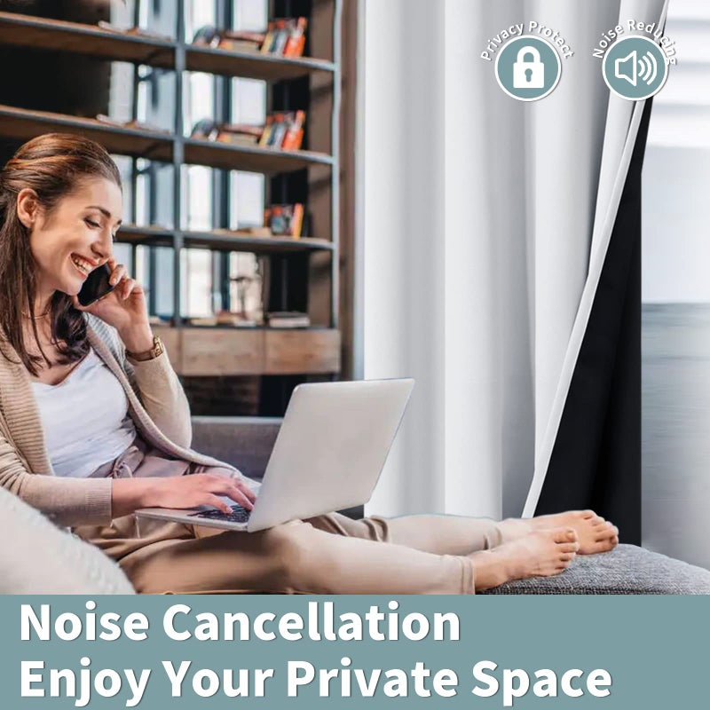 BGment Thermal Insulated 100% Blackout Curtains for Bedroom with Black Liner  Double Layer Full Room Darkening Noise Reducing Grommet Curtain (42 x 84 Inch  Greyish White  2 Panels) - Image 5