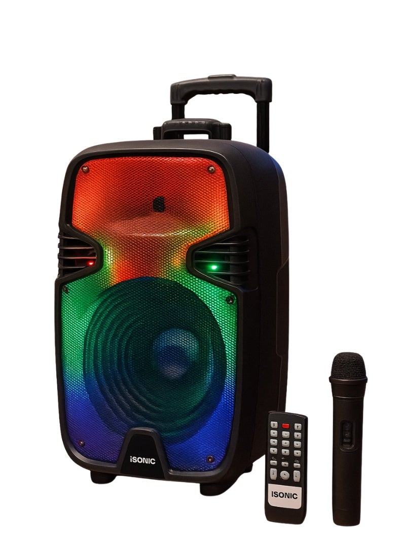 iSONIC IS484 12″ Trolley Bluetooth Speaker with 30W Subwoofer, TWS Function, Wireless Mic & Remote, Rechargeable Portable Party Speaker for Indoor & Outdoor Entertainment - Image 4