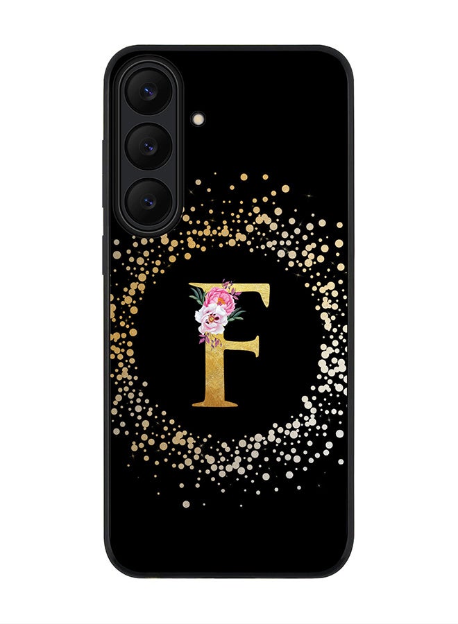 For Samsung Galaxy S25 FE Case,Slim fit Camera Protection, Shockproof Thin Phone cover  - Custom Monogram Floral - F ( Black )