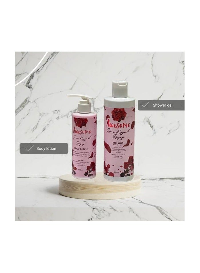 AWESOME BAG S. ROSES (Body Wash 500ML+LOTION 250ML)+MAKEUP BAG - Image 4