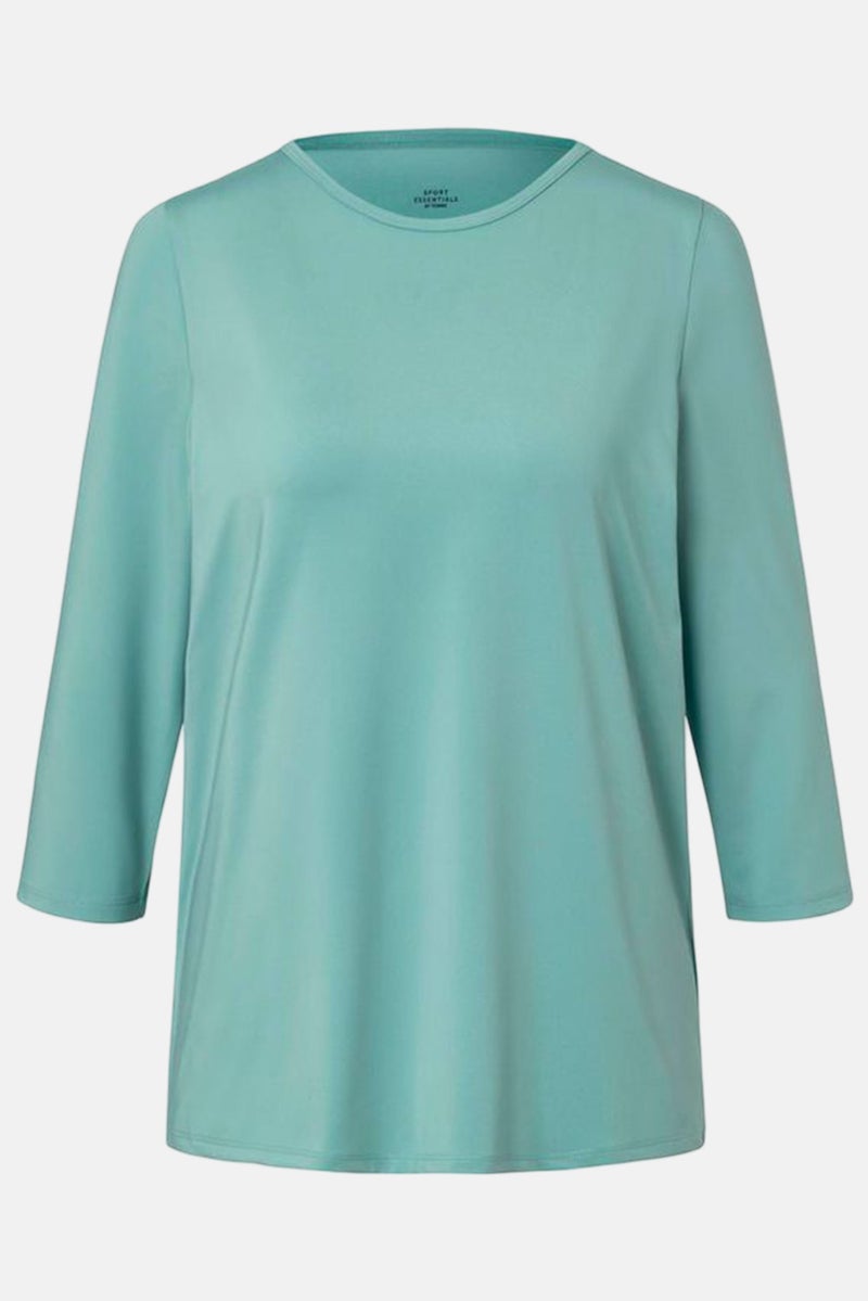 Tchibo Women Regular Fit 3/4 Sleeves Functional Top, Mint Green - Image 2