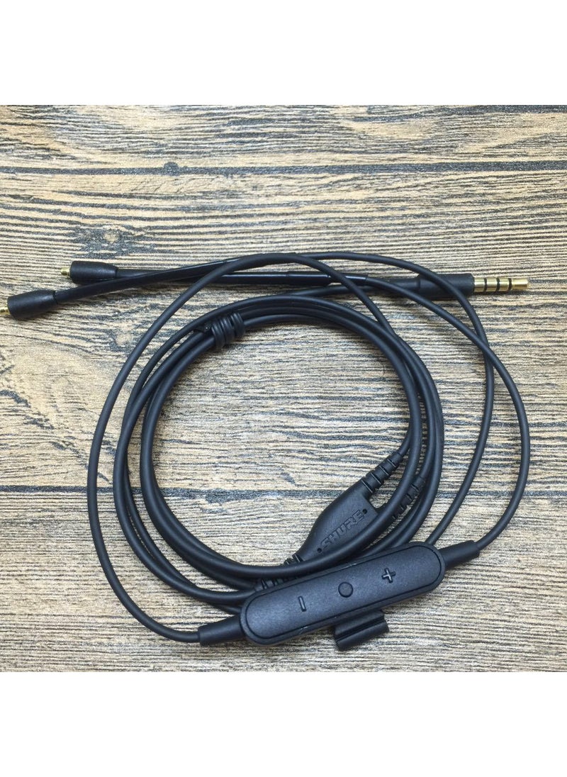 Generic 3.5mm In-Line Mic Cable for Shure SE215 SE425 SE846 Black 