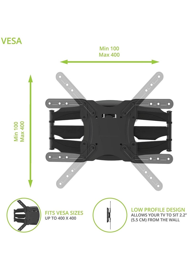 ELTRAZONE Curved TV Wall Mount, Universal, Full Motion TV Wall Mount for 23-55 Inches LED LCD Flat Curved Screen TV.  - Image 3