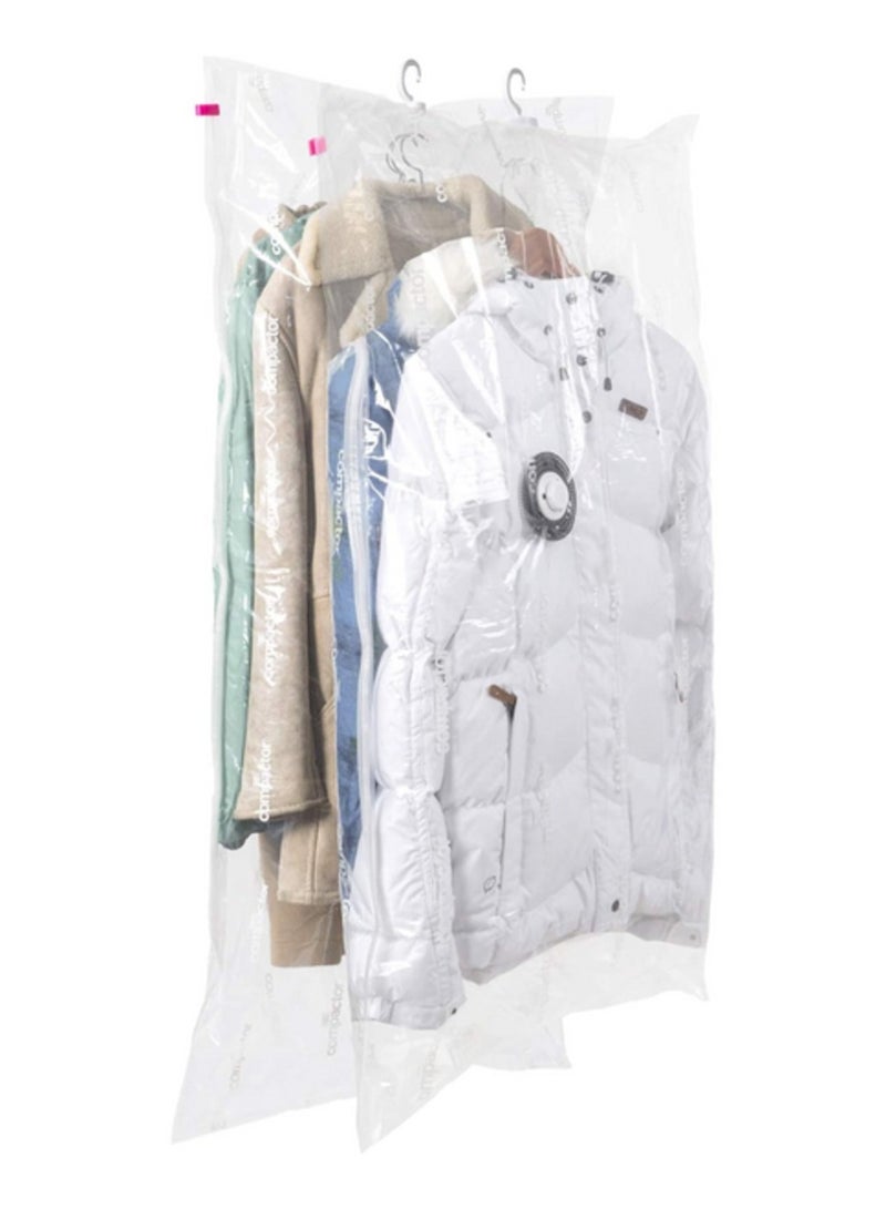 COMPACTOR 2 Piece Durable Airtight Hanging Vacuum Storage Bag Set Space Saving and Clear - Image 2