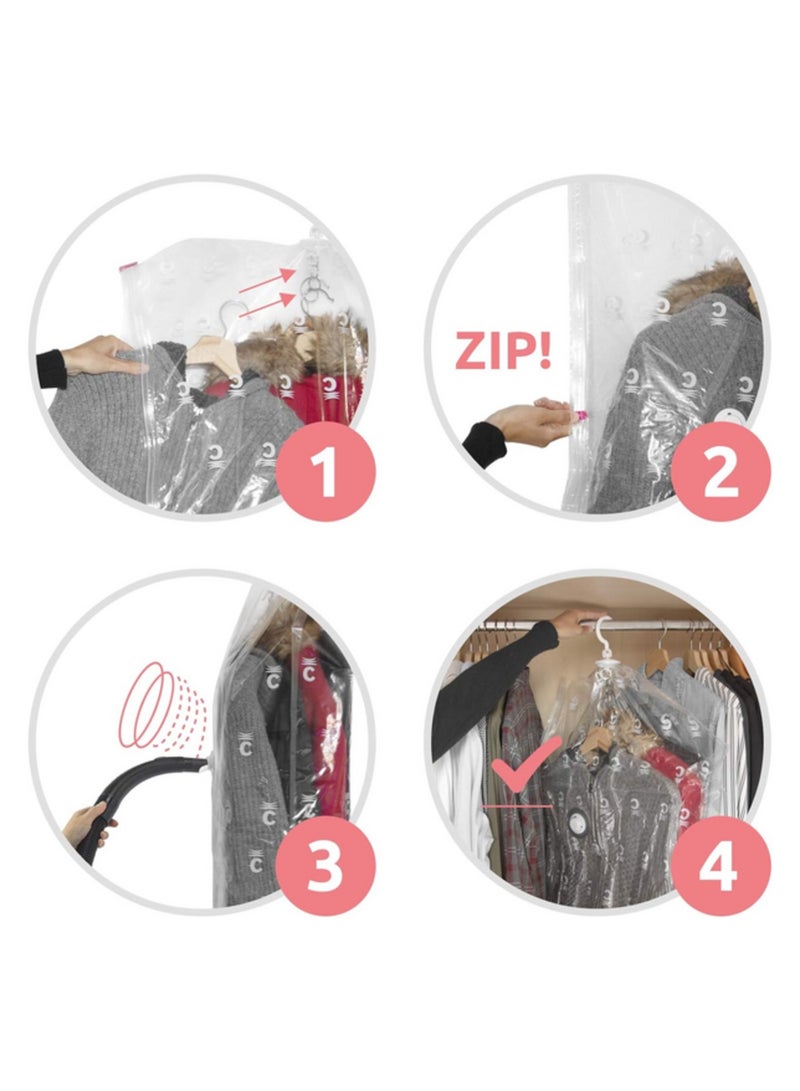 COMPACTOR 2 Piece Durable Airtight Hanging Vacuum Storage Bag Set Space Saving and Clear - Image 4