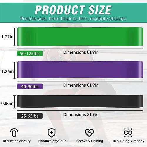 Proberos® Resistance Bands Set, Durable TPE Stretch Band for Exercise, Strength Training, Stretching, Yoga, Physical Therapy, Full-Body Home/Gym Workouts, Portable Fitness Accessories (3 Pcs 10-55kg) - Image 2