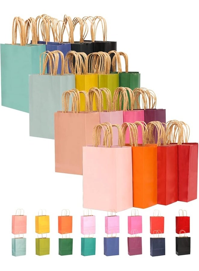 32Pcs Kraft Paper Bags with Handles 21x15x8cm Small Gift Party Bags 16 Different Senior Color Shopping Treat Bags Multiple Uses（Small Size） - Image 1