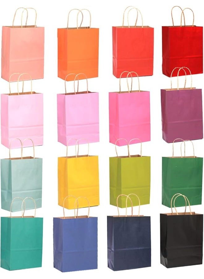 32Pcs Kraft Paper Bags with Handles 21x15x8cm Small Gift Party Bags 16 Different Senior Color Shopping Treat Bags Multiple Uses（Small Size） - Image 5