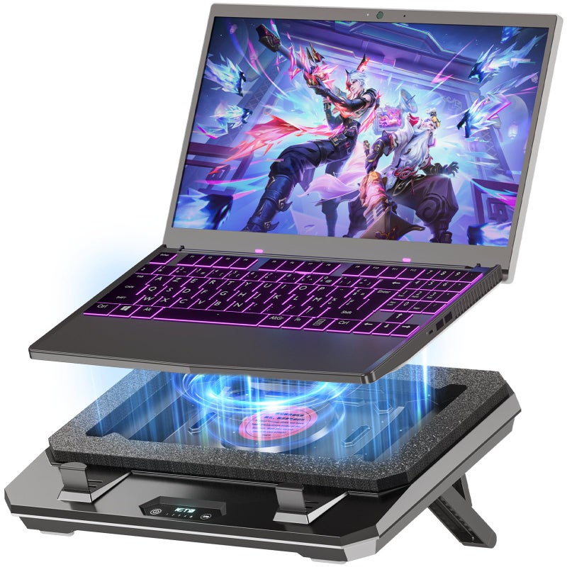 IETS GT300 Upgraded Laptop Cooling Pad with Adjustable Stand, Turbo Boosted Cooler for Rapid Cooling 10-17inch Gaming Laptop, Flexible Sealing Ringï¼ŒFeaturing Air Filtration Adjustable clamp - Image 1