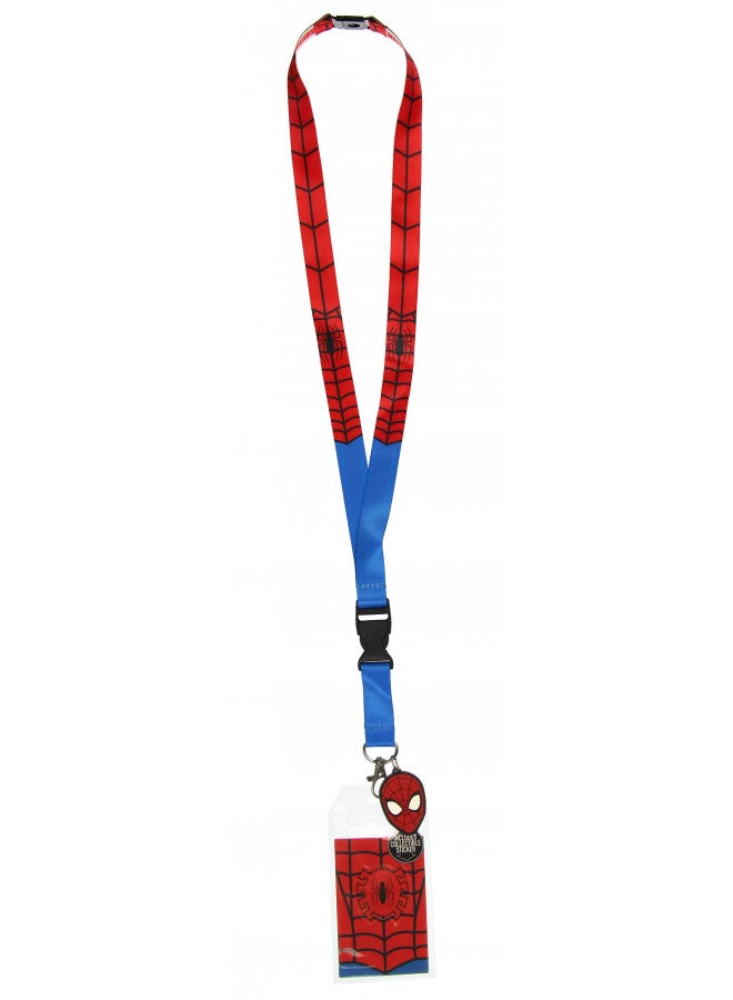 Bioworld Spider-Man Classic ID Lanyard Badge Holder with 1.5" Rubber Charm Pendant and Collectible Sticker - Image 2