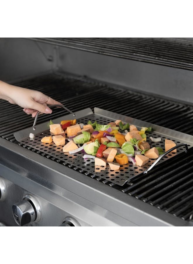 Outset 76630 Stainless Steel Grill Topper Grid, Set of 2, 11"x7" and 11"x17" - Image 5