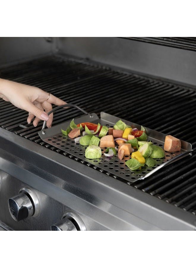 Outset 76630 Stainless Steel Grill Topper Grid, Set of 2, 11"x7" and 11"x17" - Image 4