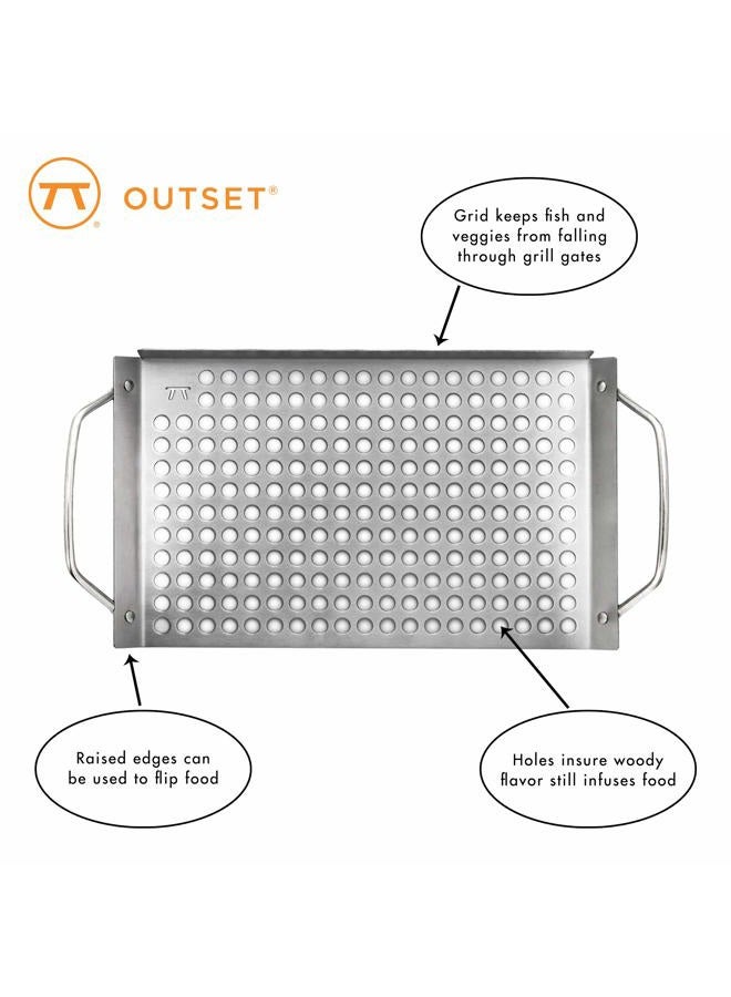 Outset 76630 Stainless Steel Grill Topper Grid, Set of 2, 11"x7" and 11"x17" - Image 3