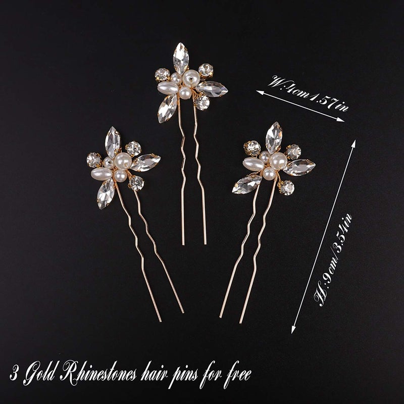 Denifery Bridal Hair Vine Wedding Head Piece (Gold, Extra Long Pearl and Crystal Beads, Headband, Women, 1 Count, 1 Piece, 0.07 pounds, Gold Color, Adult Occasion, Wire Material, Hair Styling) - Image 5