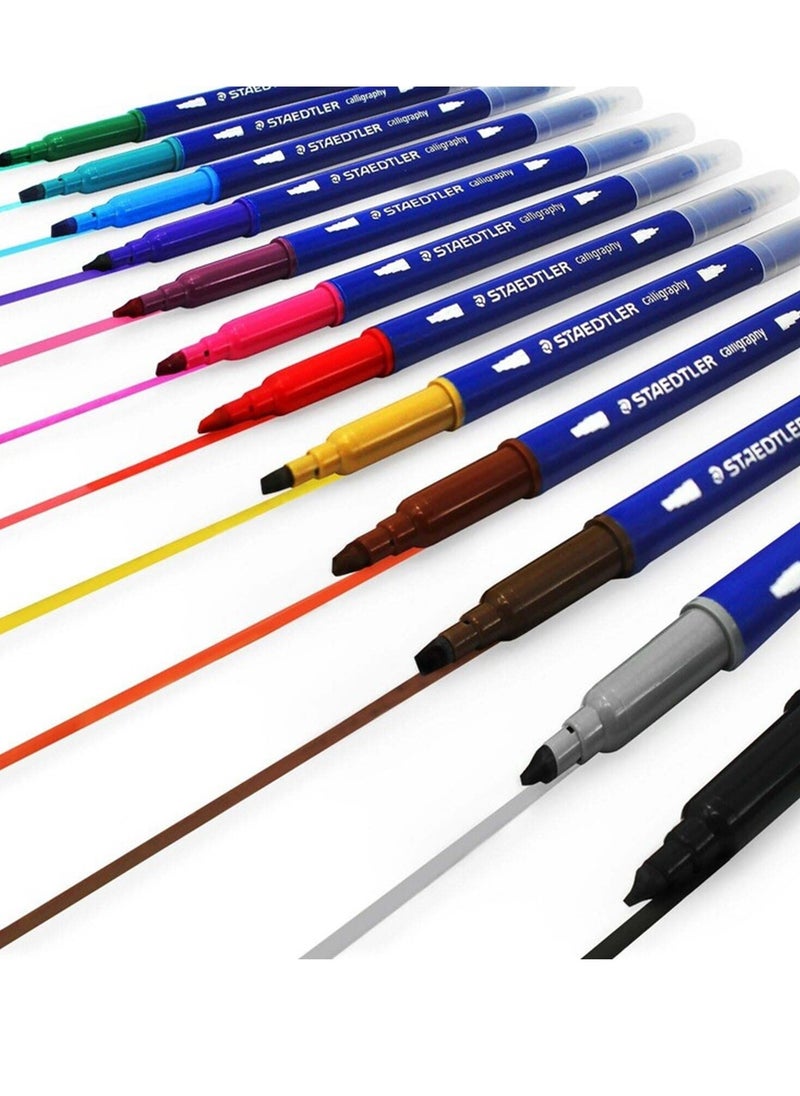 STAEDTLER 12-Piece Double-ended Fibre-Tip Calligraphy Pens Multicolour  - Image 3