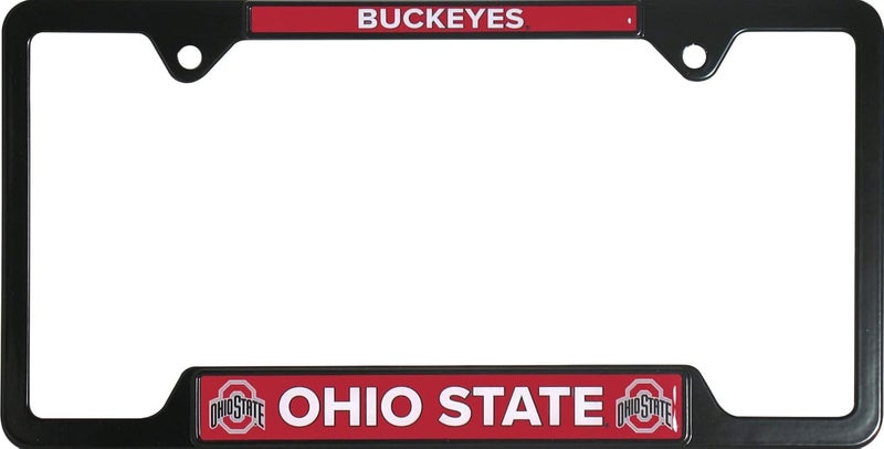AMG Auto Emblems NCAA Black Metal License Plate Frame - Ohio State Buckeyes