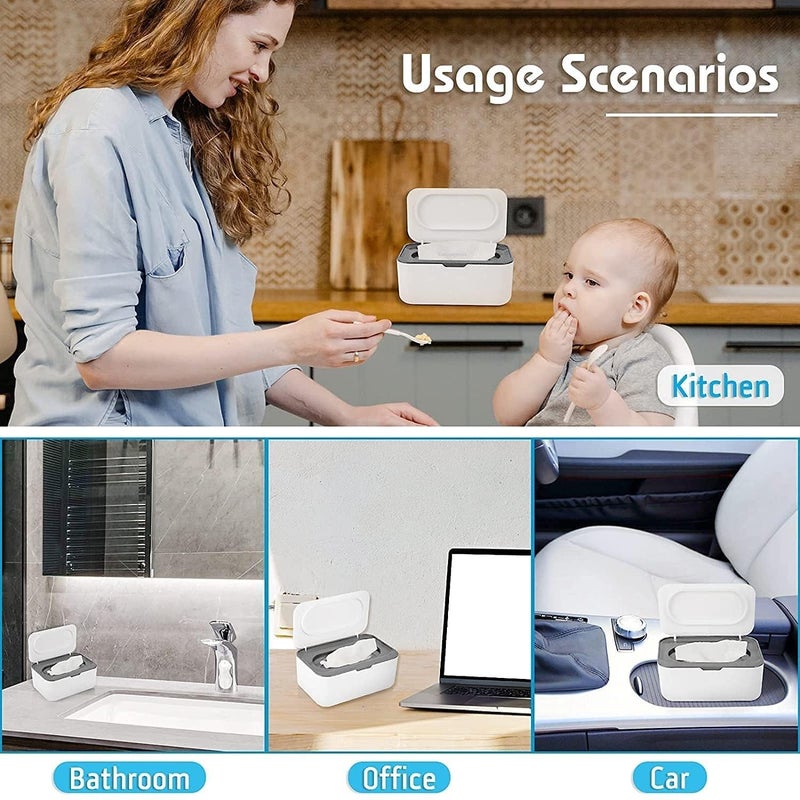 Swejos Swejos Diaper Wipes Dispenser Baby Wipes Case, Baby Wipe Holder Keeps Wipes Fresh, Non-Slip, Easy Open & Close Wipe Container - Image 5