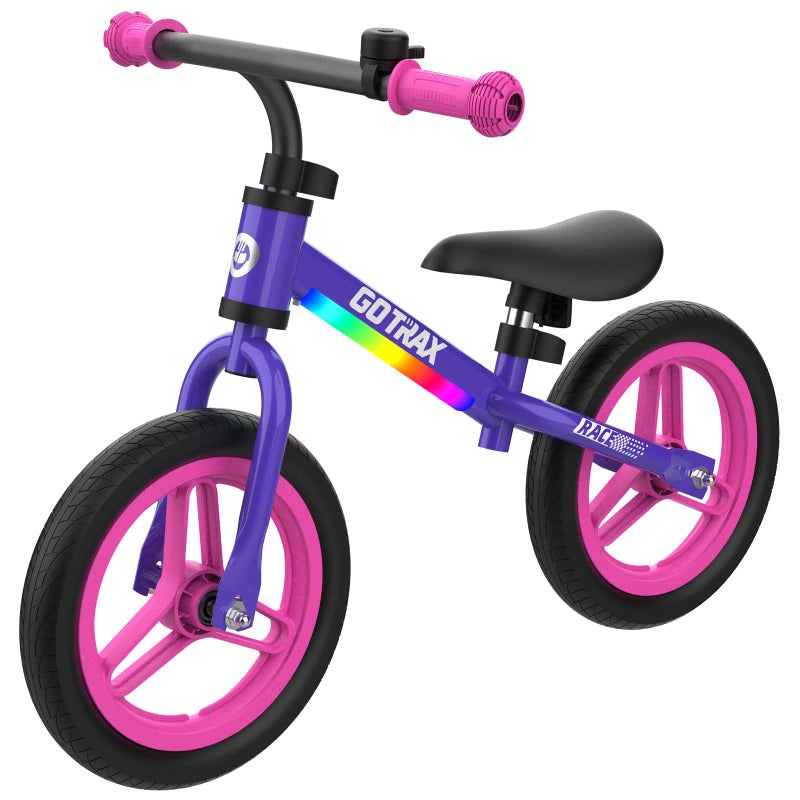 Gotrax KS12 Balance Bike 12 Toddlers Push Bike with LED Light Adjustable Seat Handlebar FlatFree Tires Easy Assembly Kids Bicycle Lightweight No Pedal Gift for Boys Girls Purple - Image 2
