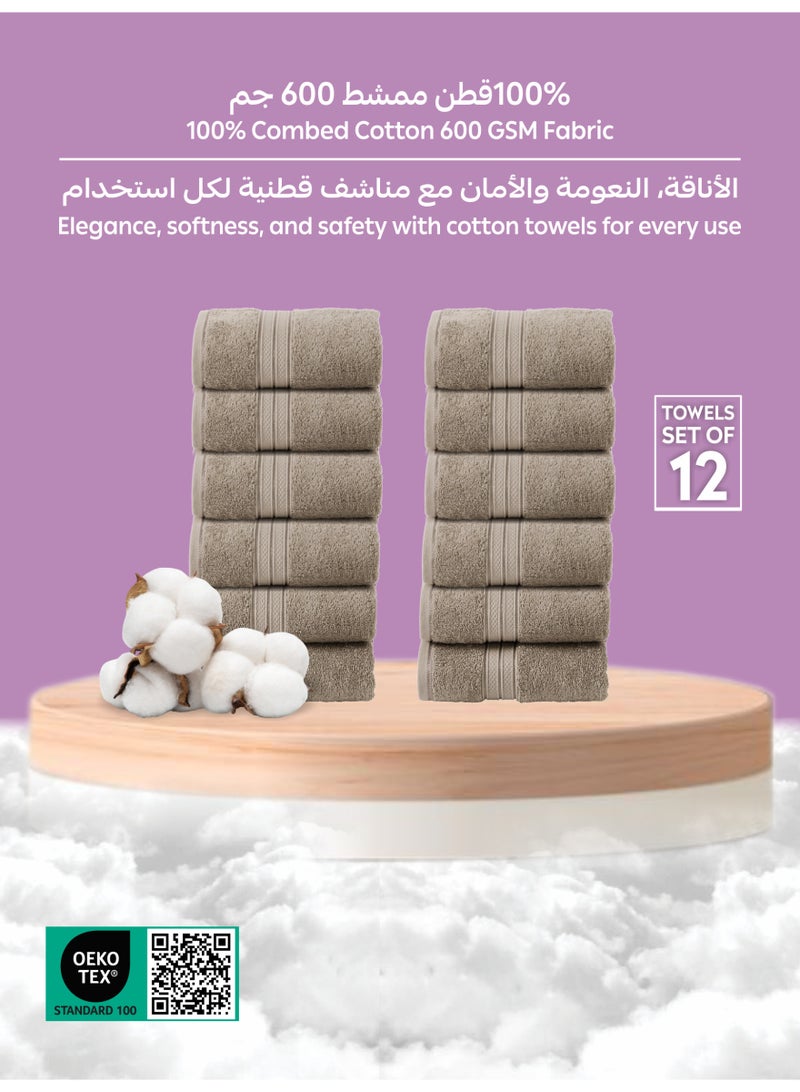 Donetella 12-Piece Face Towel Set, 30x30 cm | 600 GSM 100% Combed Cotton | Soft, Plush & Ultra-Absorbent | Ideal for Facial Care, Baby Care & Daily Use - Image 2