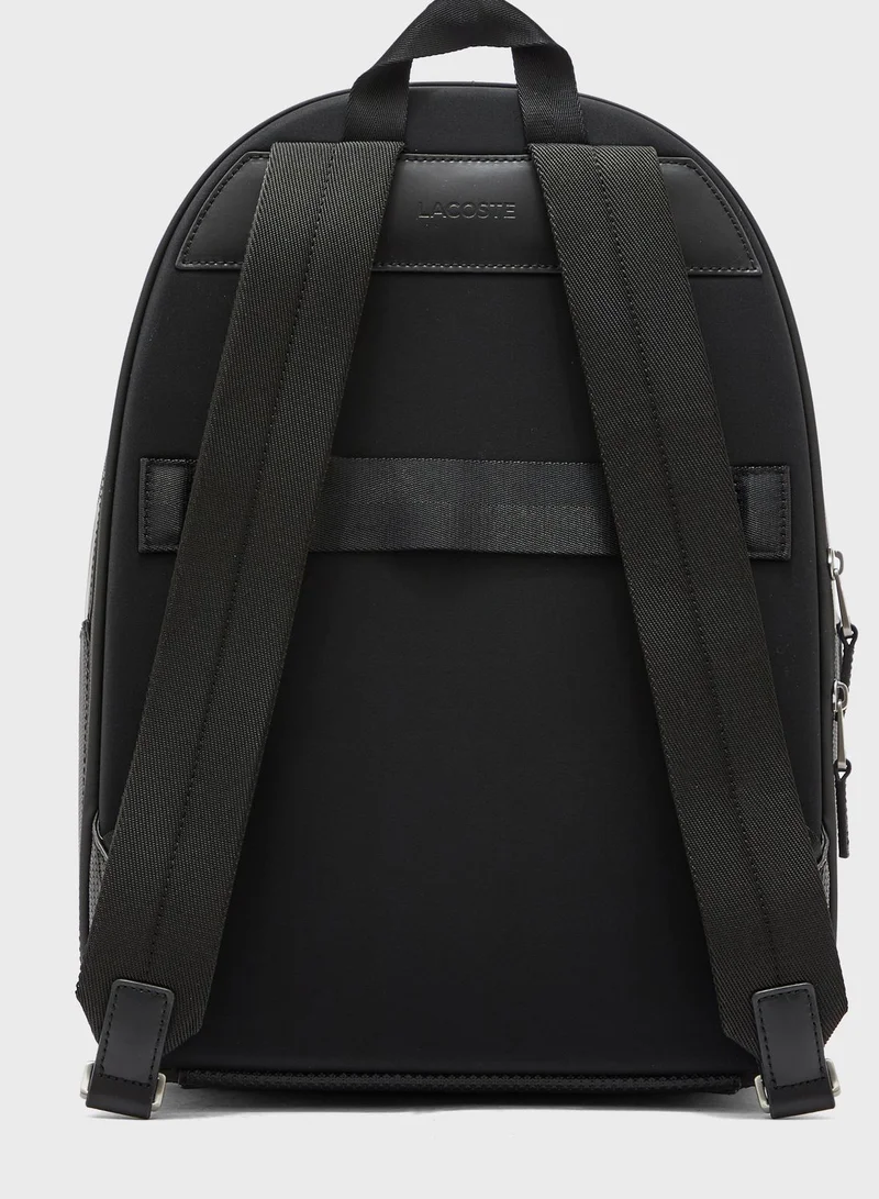 LACOSTE Chantaco Matte Stitched Leather Backpack