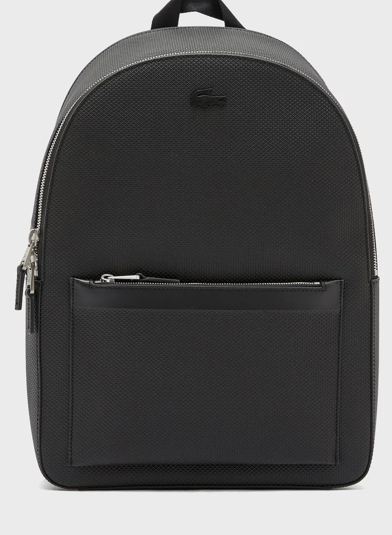 LACOSTE Chantaco Matte Stitched Leather Backpack