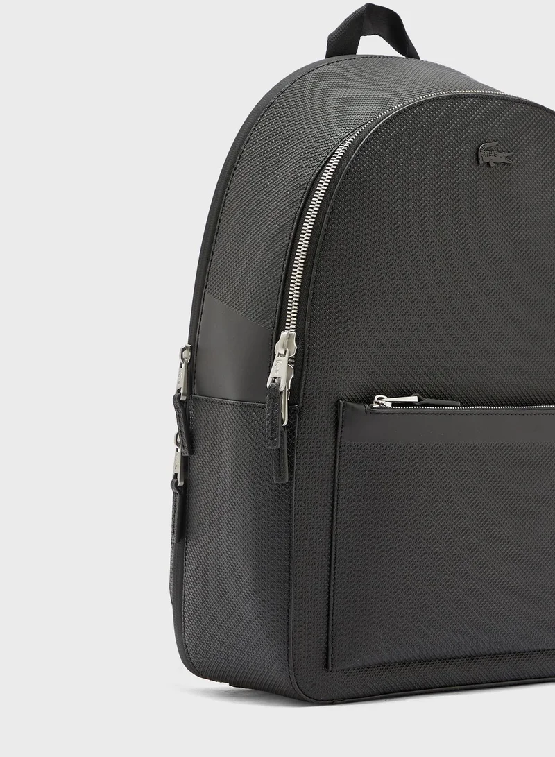 LACOSTE Chantaco Matte Stitched Leather Backpack