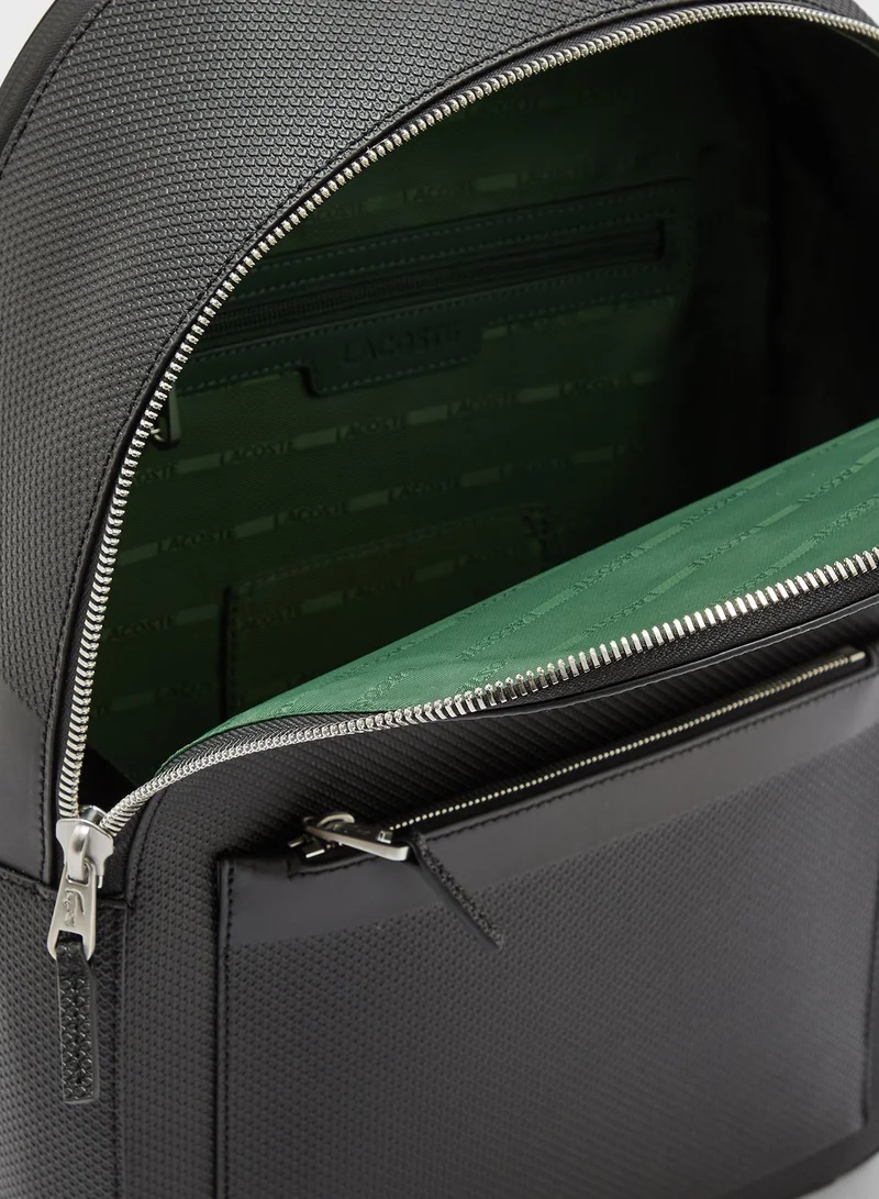 LACOSTE Chantaco Matte Stitched Leather Backpack