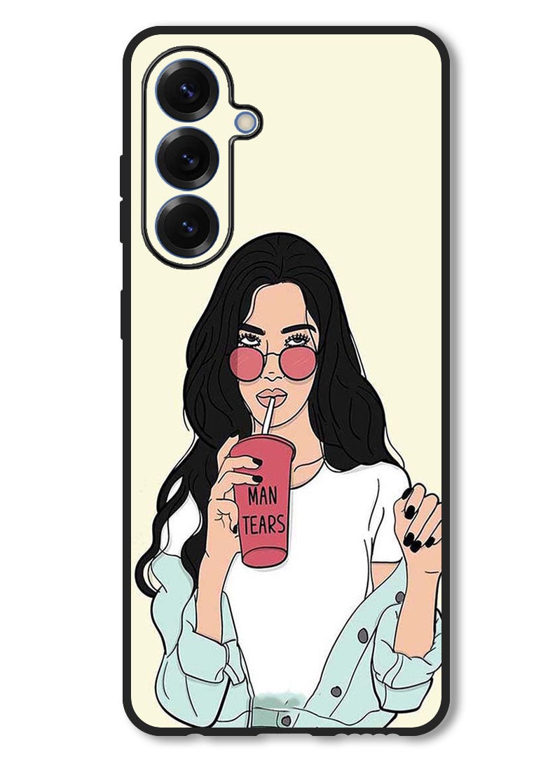 Theodor Case Compatible with Samsung Galaxy A26 Protection Shockproof Bumper Cover Girl Drinking Coffee - Image 1
