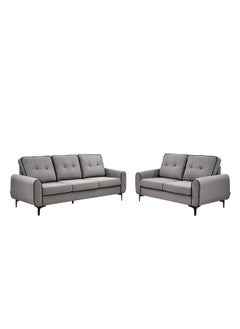 DANUBE HOME Melba 3 With 2 Fabric Sofa Set Modern Design Five Seat Sofa Set Comfortable Living Room Furniture L197Xw75Xh86Cm/L143Xw75Xh86Cm - Grey  - Image 4
