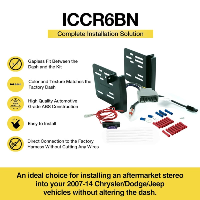 Scosche Install Centric ICCR6BN Compatible with Select Chrysler/Dodge/Jeep 2007-14 Double DIN Complete Stereo Installation Solution for Installing an Aftermarket - Image 2