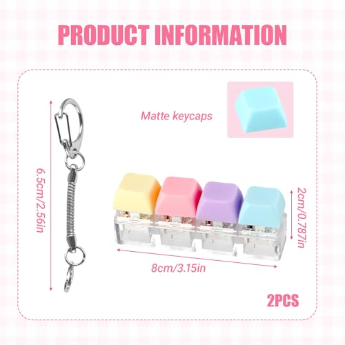 PKRFCJ 2 Pcs Keyboard Fidget 4Key Keyboard Fidget Clicker for Adults Macaron Color Relieve Stress and Anxiety Keychain Accessories Easy to Carry Creative Gifts for Family and Friends - Image 5