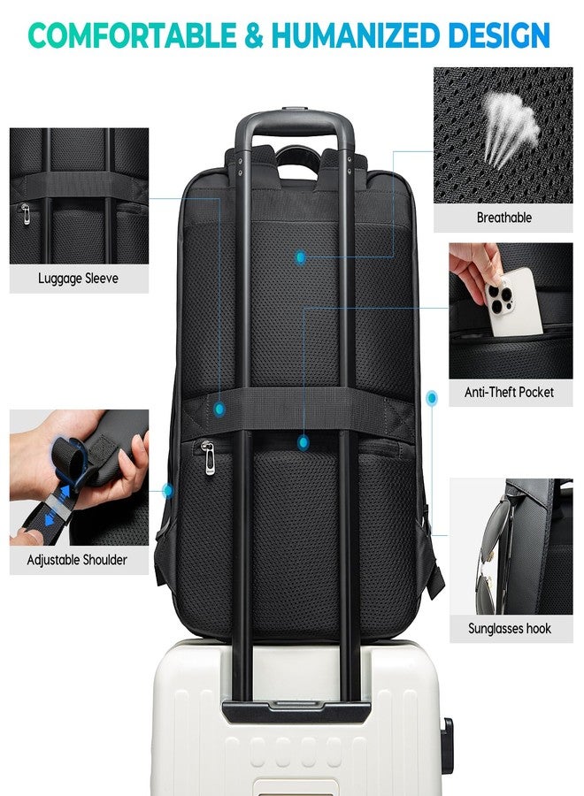 بانجي حقيبة ظهر بانج للكمبيوتر المحمول، حقيبة ظهر للأعمال للرجال والنساء، أسود، بدون قفل + منفذ USB، للكمبيوتر المحمول - Image 5