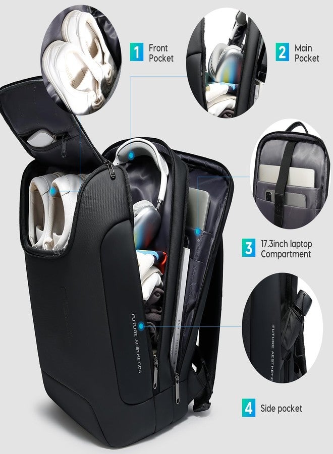بانجي حقيبة ظهر بانج للكمبيوتر المحمول، حقيبة ظهر للأعمال للرجال والنساء، أسود، بدون قفل + منفذ USB، للكمبيوتر المحمول - Image 2