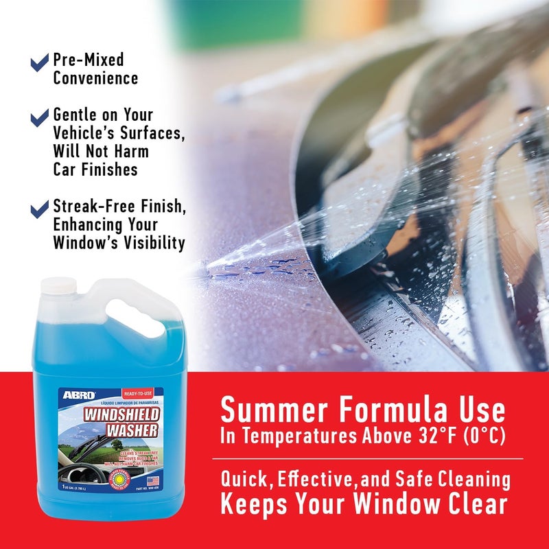 ABRO Windshield Washer Fluid Ready to Use Formula  1 Gallon PreMixed StreakFree Cleanliness 2In1 Removes Bugs  Tar - Image 4