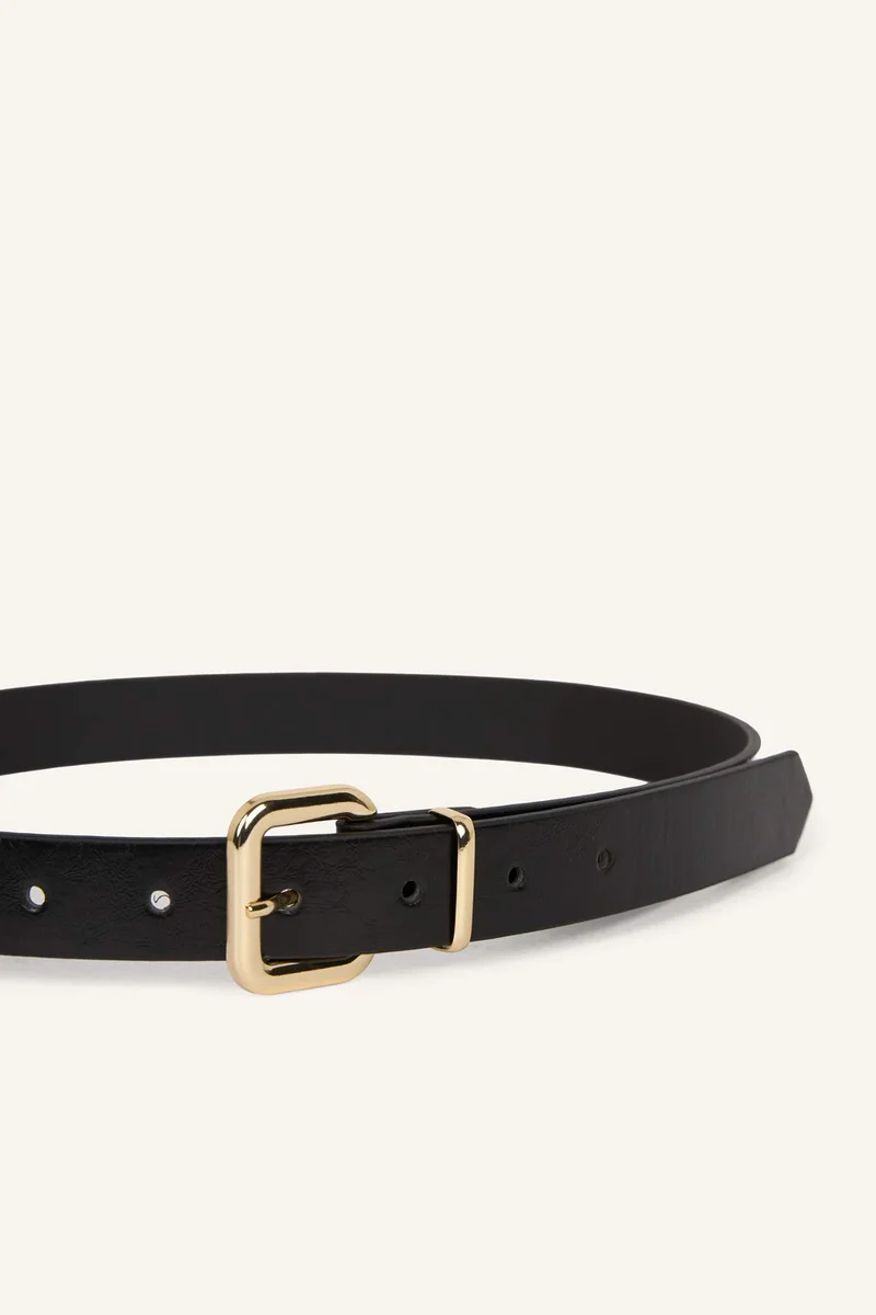 ديفاكتو Woman Oval Buckle Faux Leather Casual Belt