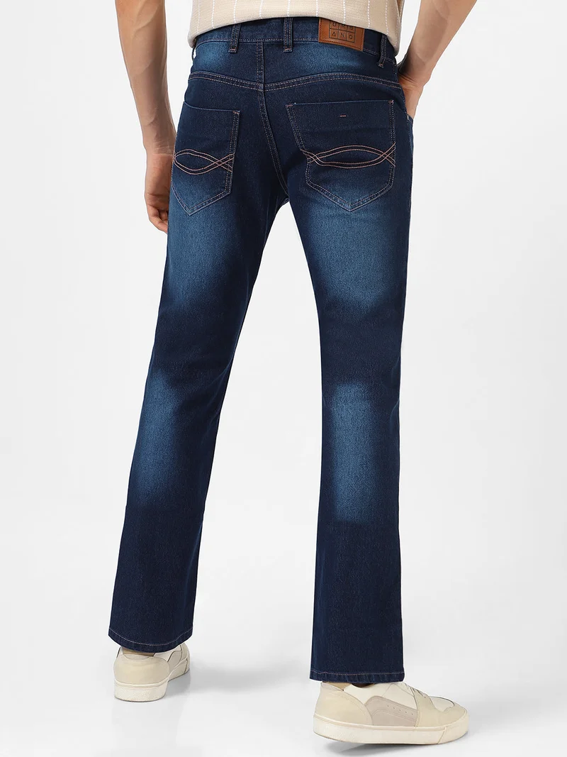 Urbano Fashion  Urbano Fashion Men's Dark Blue Washed Bootcut Jeans Stretchable for Men | Best Price UAE