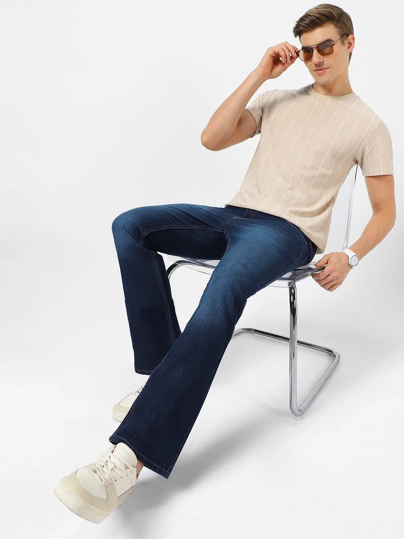 Urbano Fashion  Urbano Fashion Men's Dark Blue Washed Bootcut Jeans Stretchable for Men | Best Price UAE