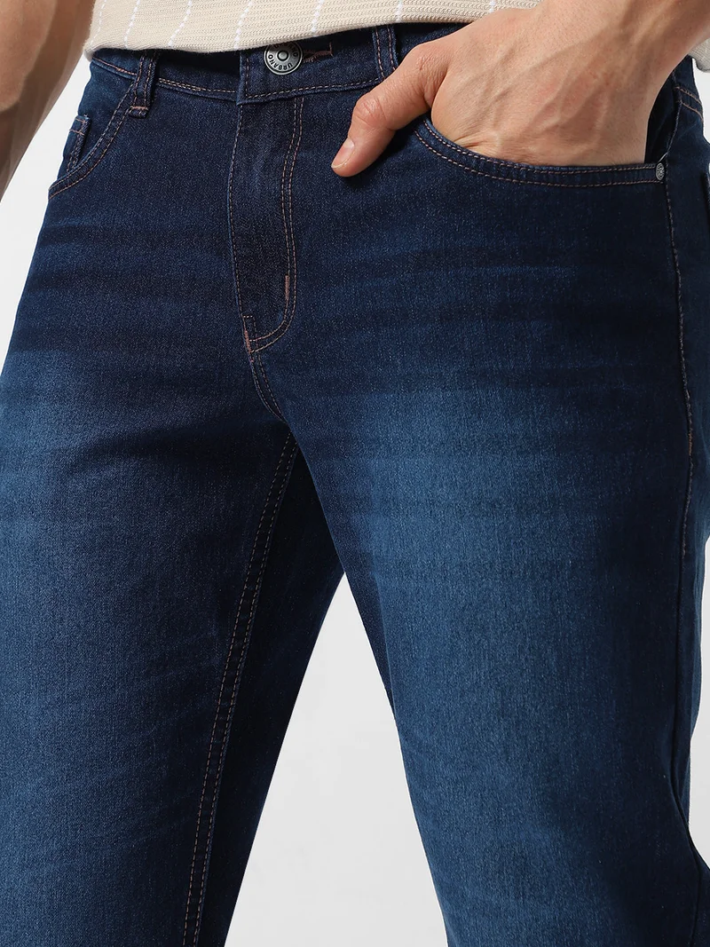 Urbano Fashion  Urbano Fashion Men's Dark Blue Washed Bootcut Jeans Stretchable for Men | Best Price UAE