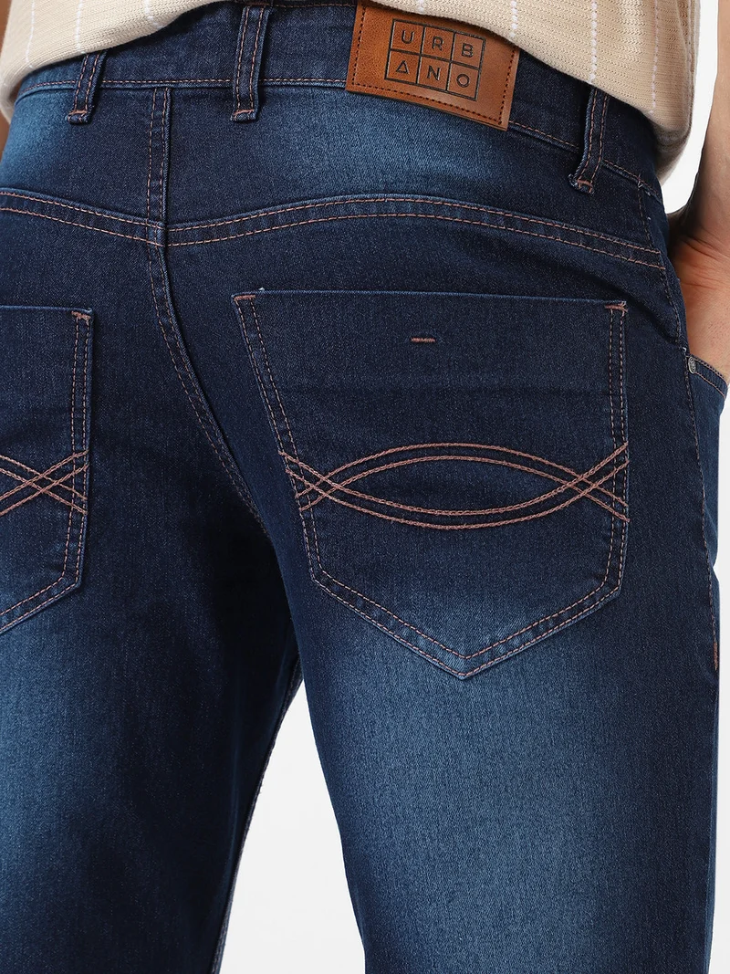 Urbano Fashion  Urbano Fashion Men's Dark Blue Washed Bootcut Jeans Stretchable for Men | Best Price UAE