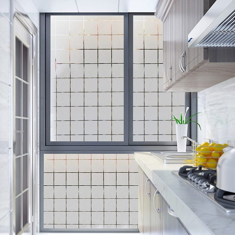 HOME13 ™ Frosted Glass Film Window Privacy Film Decoartive Frosted Window Film Heat Control Frosted Glass Sticker for Home & Office (16 x 120 Inch, Square) - Image 2