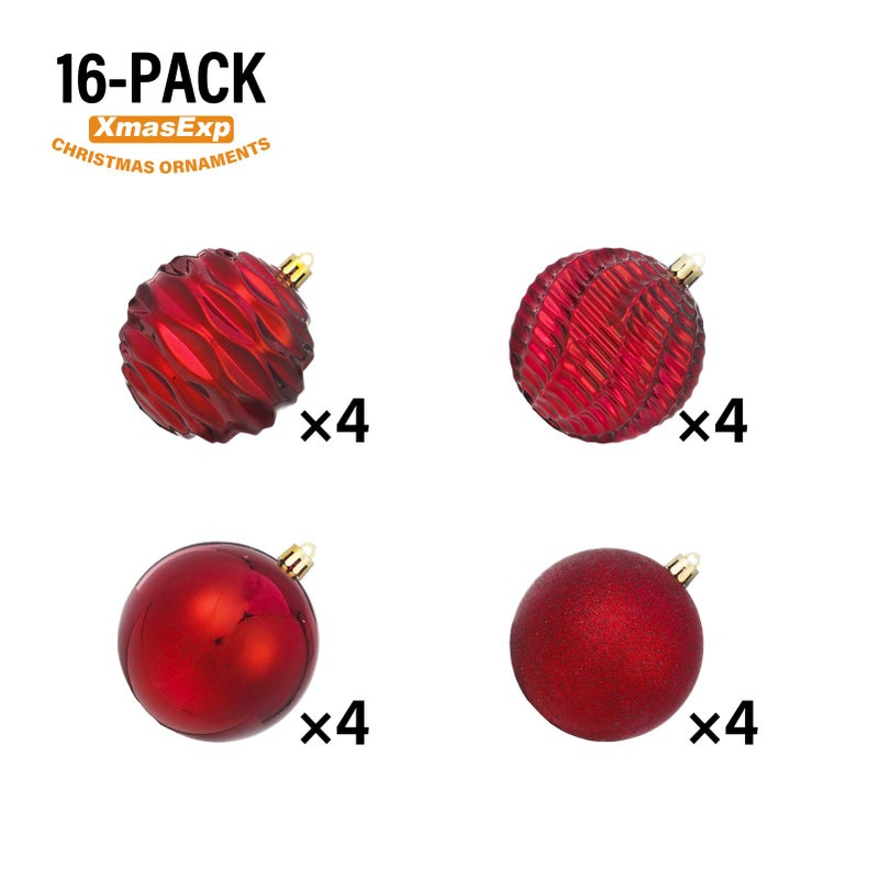 XmasExp 16ct Christmas Balls Ornaments - Shatterproof Large Hanging Ball Decorative Xmas Balls for Holiday Wedding Party Xmas Tree Decoration(3.15""/80mm  Burgundy) - Image 2