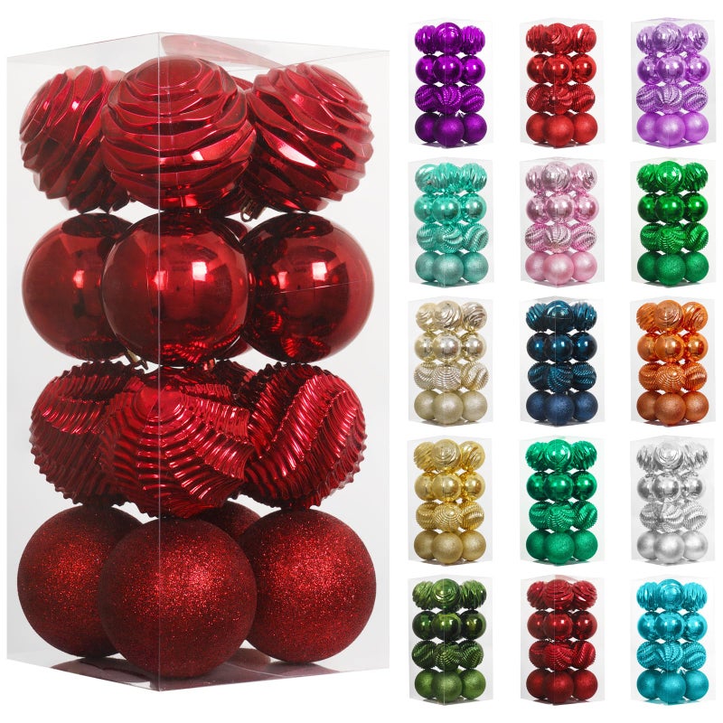 XmasExp 16ct Christmas Balls Ornaments - Shatterproof Large Hanging Ball Decorative Xmas Balls for Holiday Wedding Party Xmas Tree Decoration(3.15""/80mm  Burgundy) - Image 1