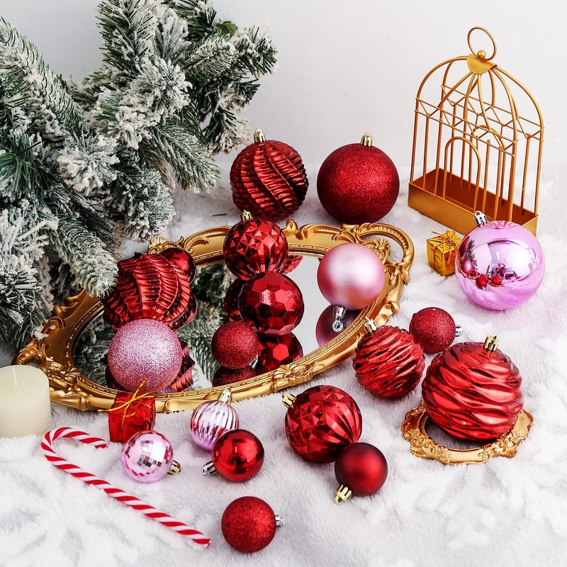 XmasExp 16ct Christmas Balls Ornaments - Shatterproof Large Hanging Ball Decorative Xmas Balls for Holiday Wedding Party Xmas Tree Decoration(3.15""/80mm  Burgundy) - Image 3