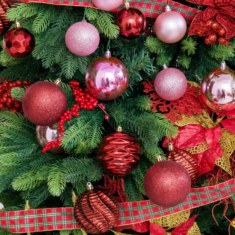 XmasExp 16ct Christmas Balls Ornaments - Shatterproof Large Hanging Ball Decorative Xmas Balls for Holiday Wedding Party Xmas Tree Decoration(3.15""/80mm  Burgundy) - Image 5