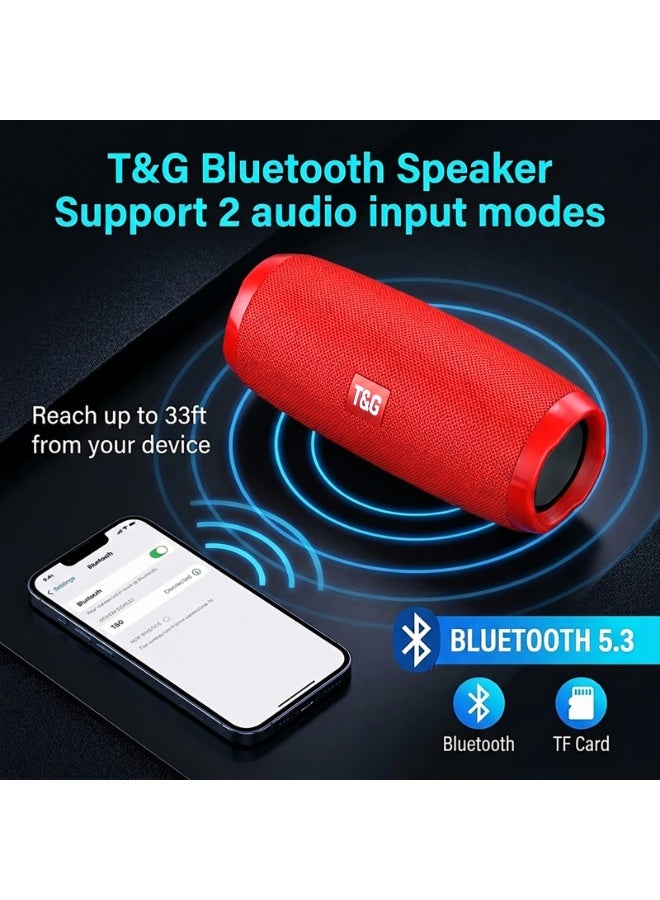 T&G 117 China Red High-Power Portable Wireless Speaker with Dual Speaker, TWS, FM Radio, and Hands-Free Call red - Image 2