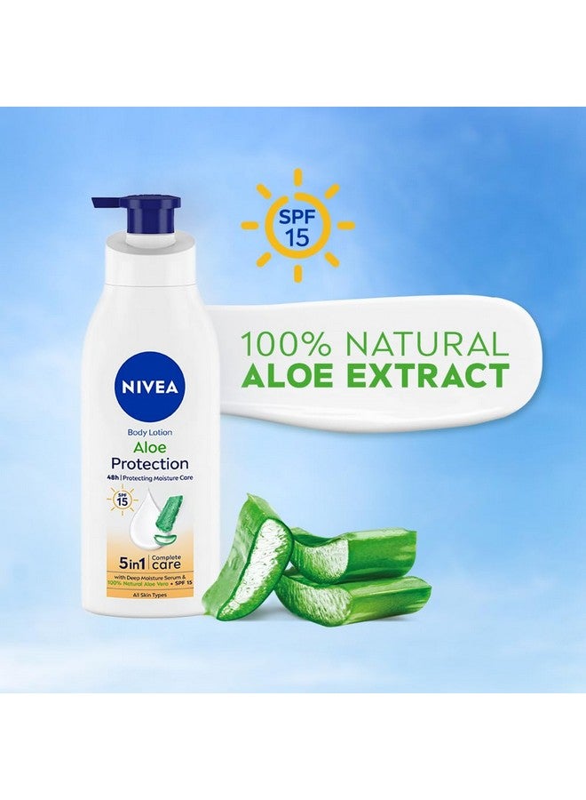 نيفيا لوشن الجسم بالصبار 400 مل، عامل حماية من الشمس 15، مستخلصات الصبار، مصل الترطيب العميق للرجال والنساء، جميع أنواع البشرة - Image 2