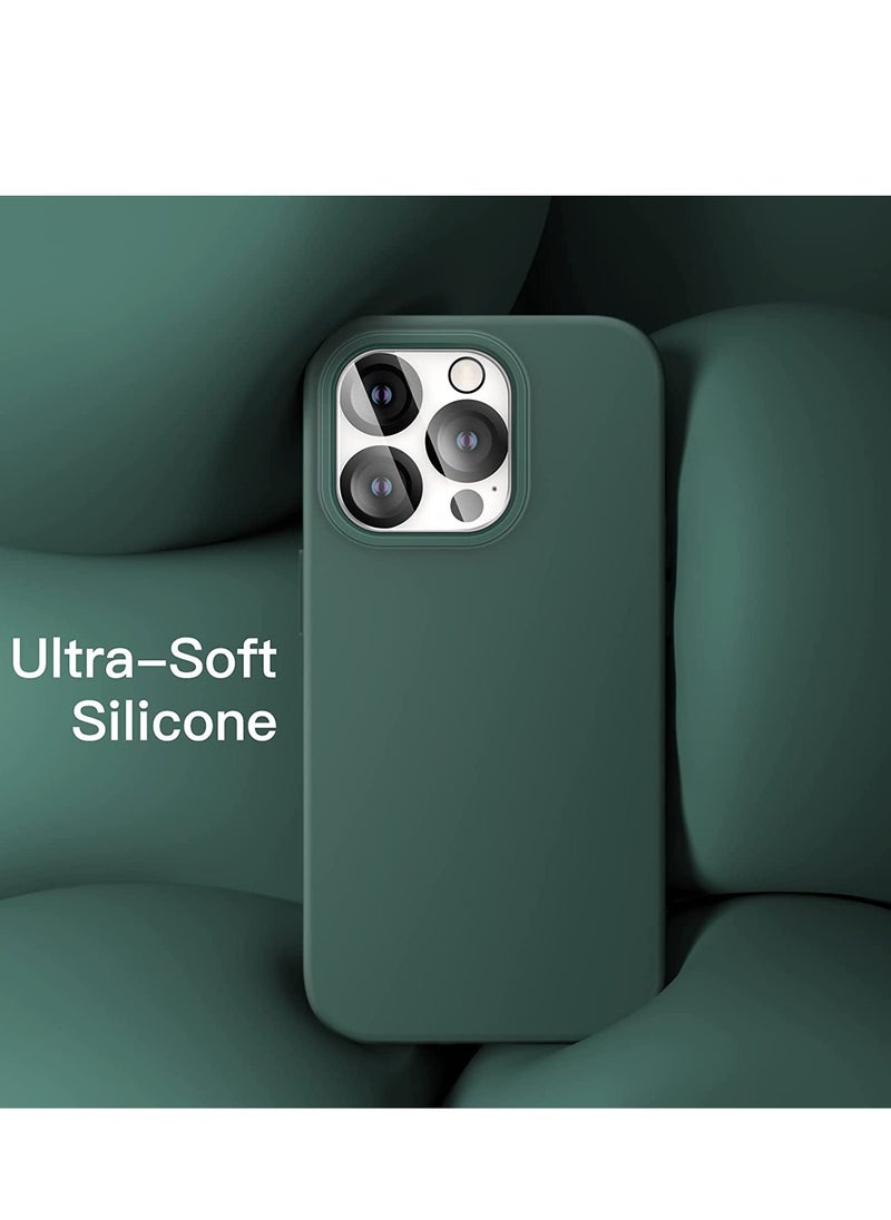ELTRAZONE 3 in 1 Silicone Case for iPhone 14 Pro Max 6.7-inch, with 2-Pack Screen Protector and 2-Pack Camera Lens Protector, Full Coverage Tempered Glass Film, Shockproof Phone Cover (Midnight Green)  - Image 4